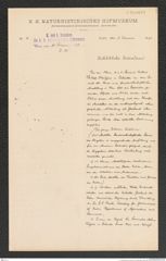 k.k. naturhistorisches Hofmuseum, Intendanzakten 1885-1896 (Hauer), Aktenzahl Z.35/1891, Seite 1